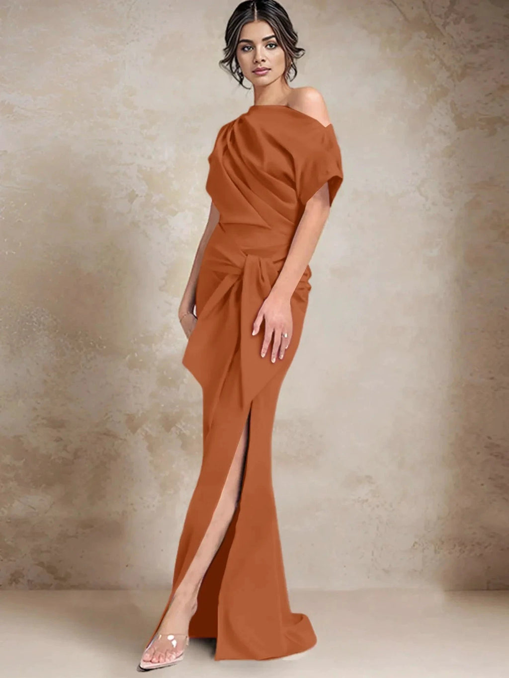 Trumpet/Mermaid One-Shoulder Mother of the Bride Dresses with Split Side by Dreamylily
