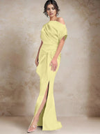 Trumpet/Mermaid One-Shoulder Mother of the Bride Dresses with Split Side by Dreamylily