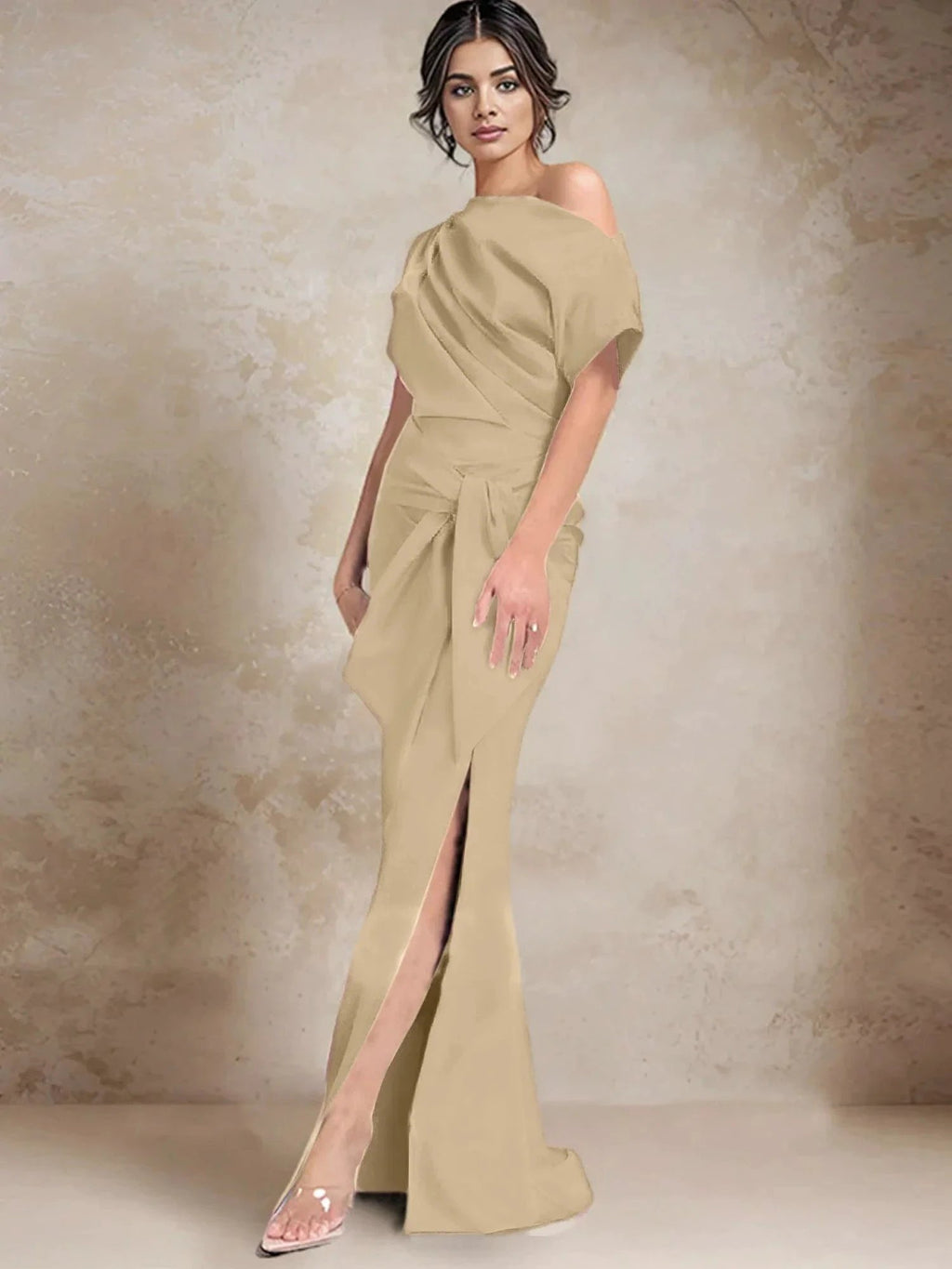 Trumpet/Mermaid One-Shoulder Mother of the Bride Dresses with Split Side by Dreamylily