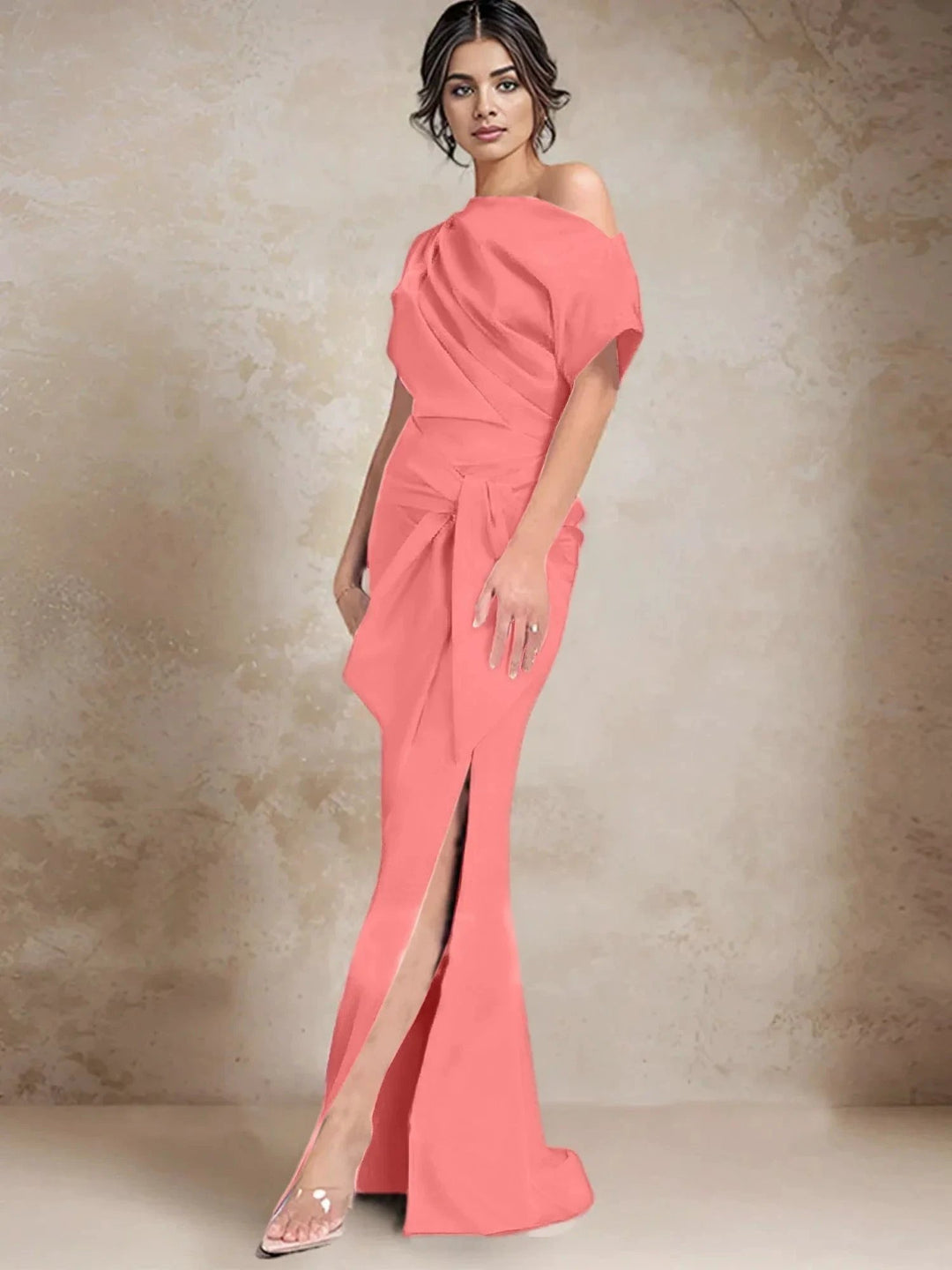Trumpet/Mermaid One-Shoulder Mother of the Bride Dresses with Split Side by Dreamylily