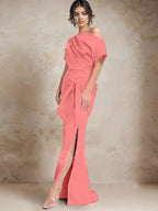 Trumpet/Mermaid One-Shoulder Mother of the Bride Dresses with Split Side by Dreamylily