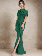 Trumpet/Mermaid One-Shoulder Mother of the Bride Dresses with Split Side by Dreamylily