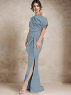 Trumpet/Mermaid One-Shoulder Mother of the Bride Dresses with Split Side by Dreamylily