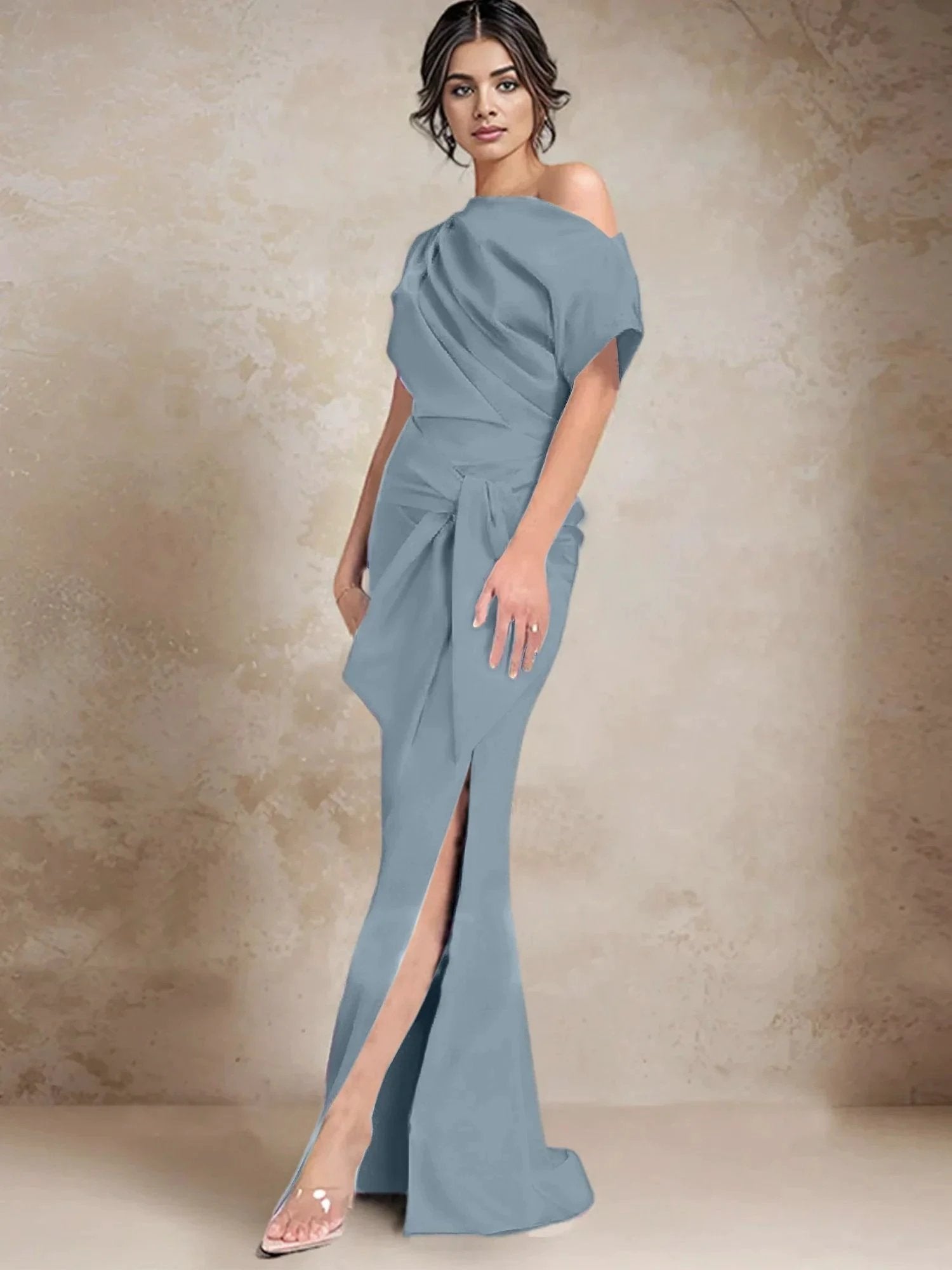 Trumpet/Mermaid One-Shoulder Mother of the Bride Dresses with Split Side by Dreamylily