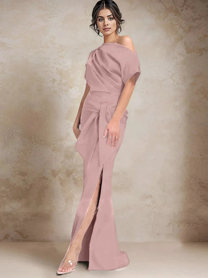 Trumpet/Mermaid One-Shoulder Mother of the Bride Dresses with Split Side by Dreamylily