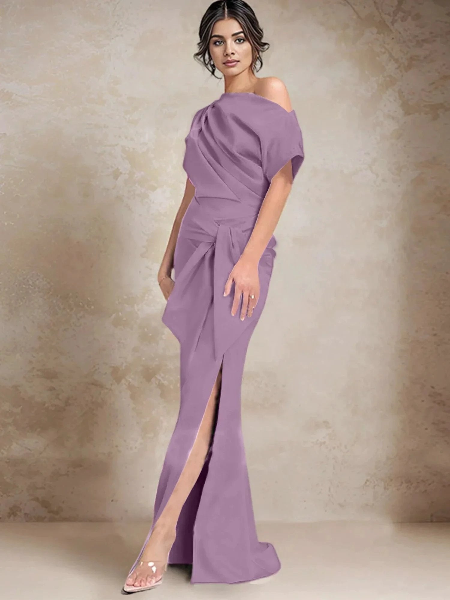 Trumpet/Mermaid One-Shoulder Mother of the Bride Dresses with Split Side by Dreamylily