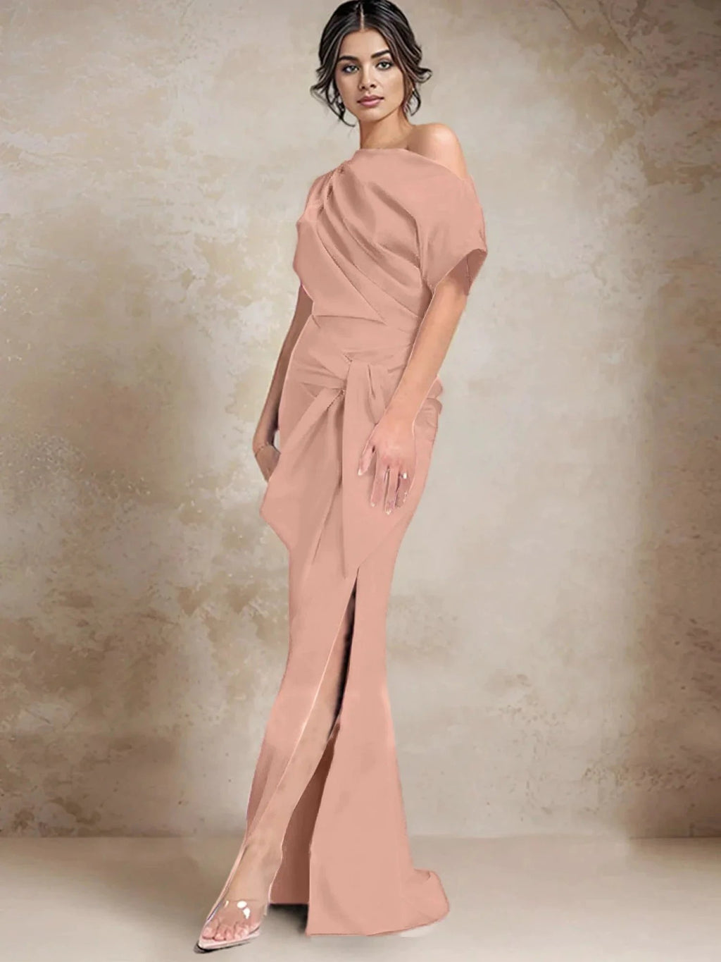 Trumpet/Mermaid One-Shoulder Mother of the Bride Dresses with Split Side by Dreamylily