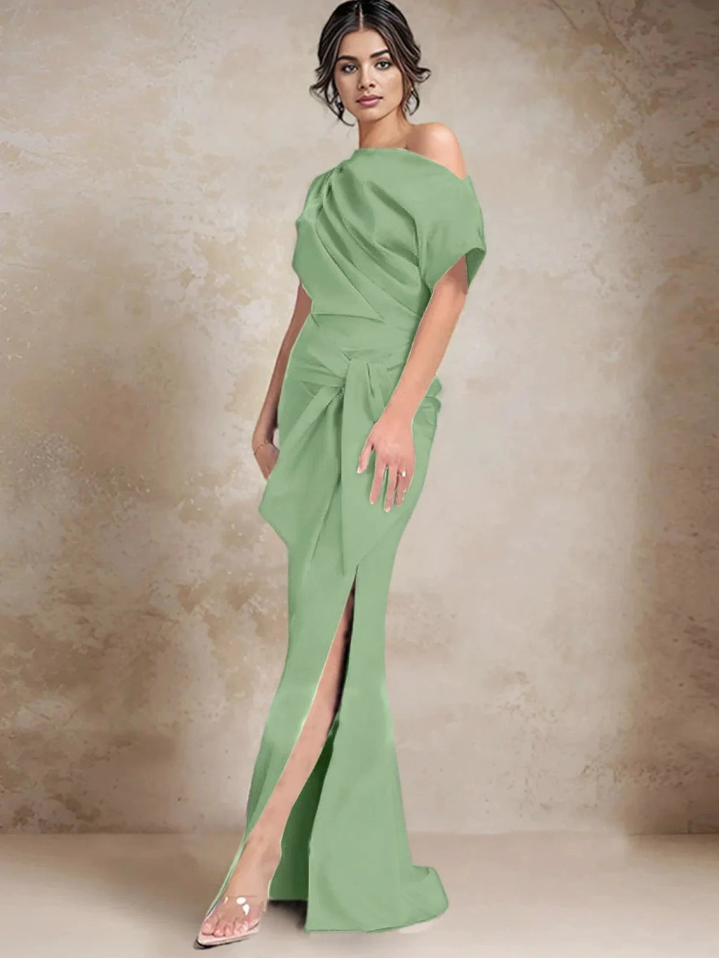 Trumpet/Mermaid One-Shoulder Mother of the Bride Dresses with Split Side by Dreamylily