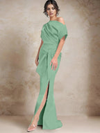 Trumpet/Mermaid One-Shoulder Mother of the Bride Dresses with Split Side by Dreamylily