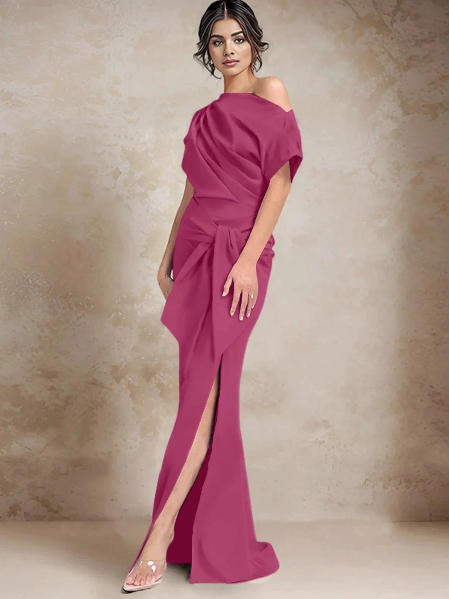 Trumpet/Mermaid One-Shoulder Mother of the Bride Dresses with Split Side by Dreamylily