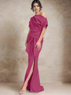 Trumpet/Mermaid One-Shoulder Mother of the Bride Dresses with Split Side by Dreamylily