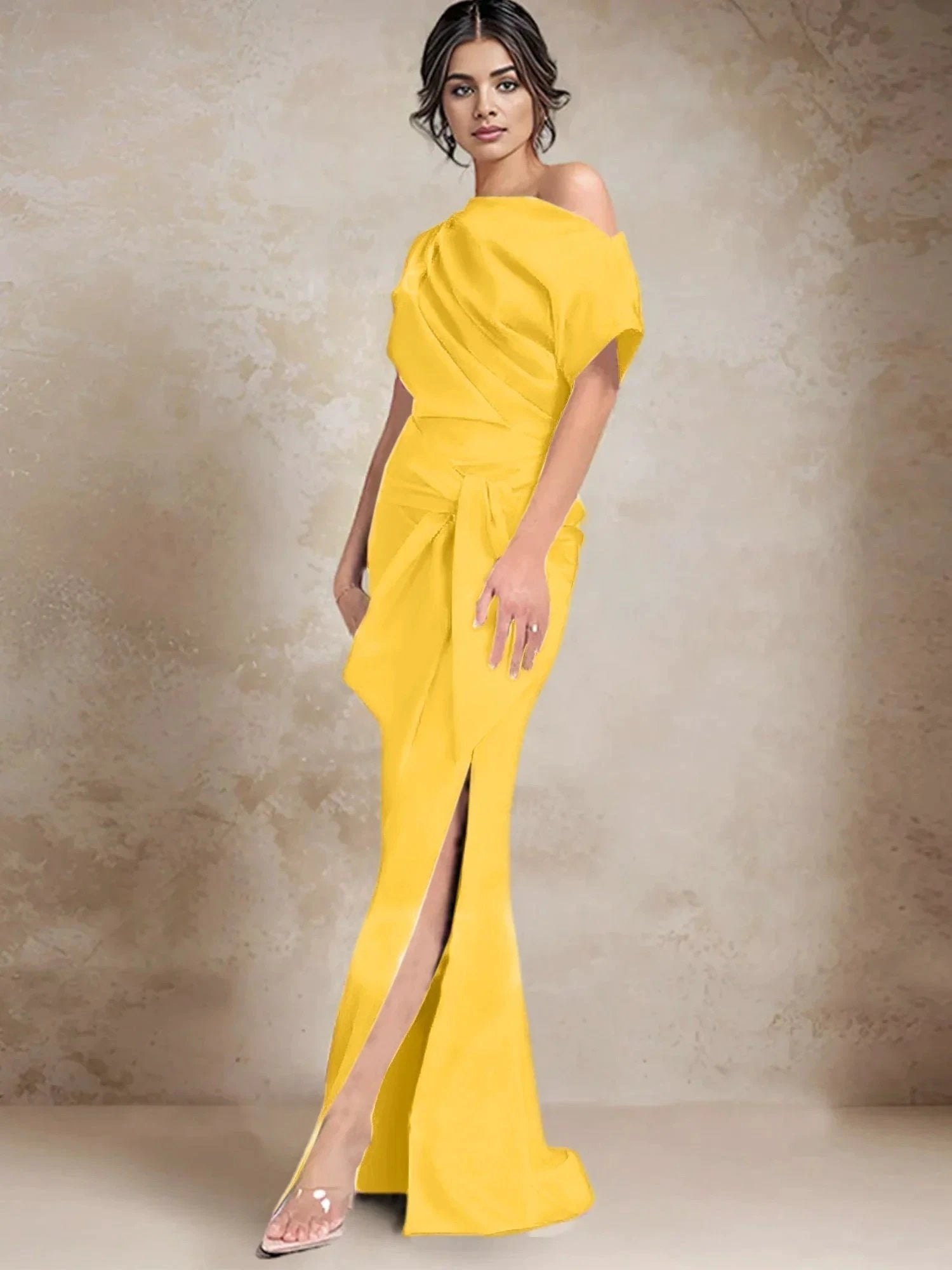 Trumpet/Mermaid One-Shoulder Mother of the Bride Dresses with Split Side by Dreamylily