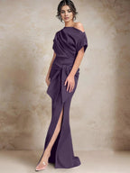 Trumpet/Mermaid One-Shoulder Mother of the Bride Dresses with Split Side by Dreamylily