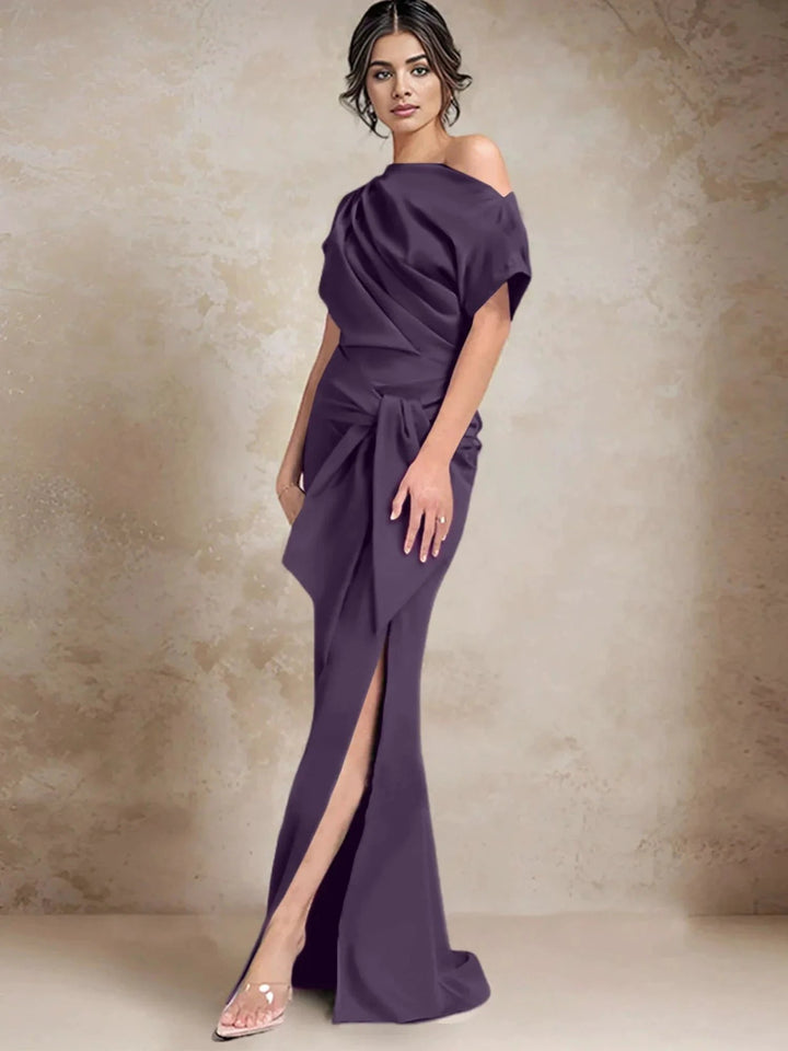 Trumpet/Mermaid One-Shoulder Mother of the Bride Dresses with Split Side by Dreamylily