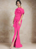 Trumpet/Mermaid One-Shoulder Mother of the Bride Dresses with Split Side by Dreamylily