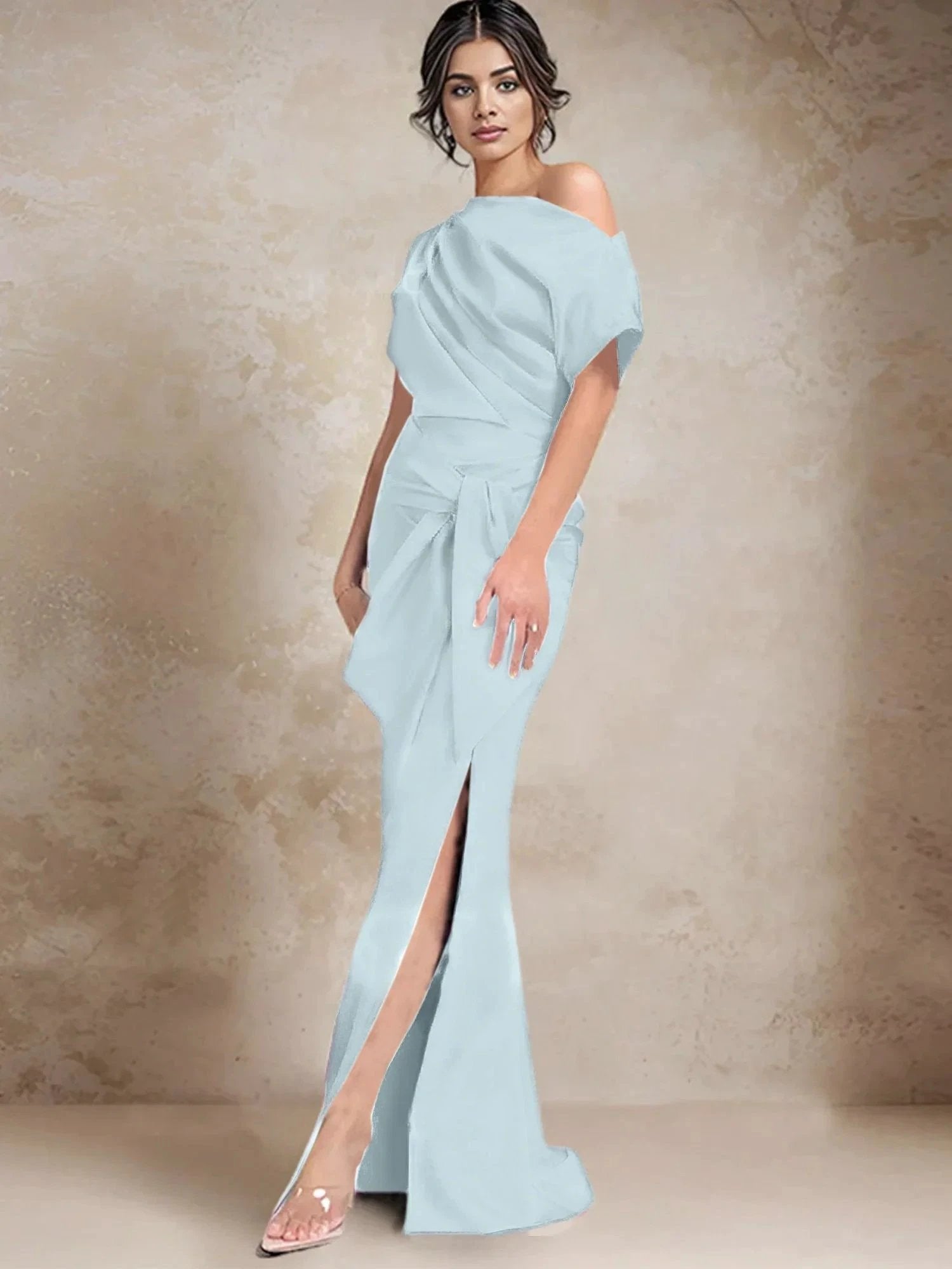 Trumpet/Mermaid One-Shoulder Mother of the Bride Dresses with Split Side by Dreamylily