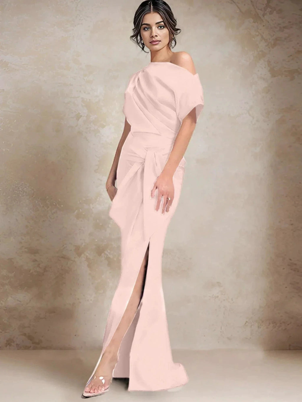 Trumpet/Mermaid One-Shoulder Mother of the Bride Dresses with Split Side by Dreamylily