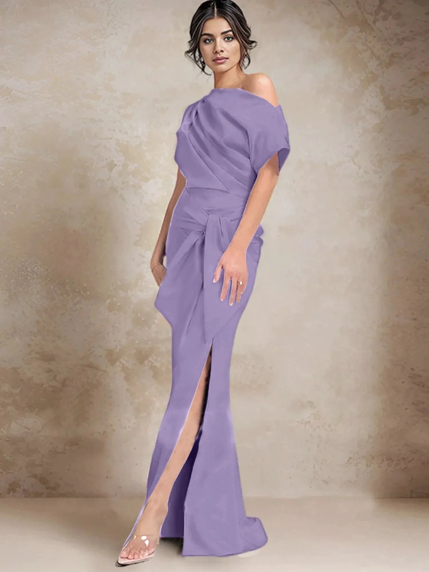 Trumpet/Mermaid One-Shoulder Mother of the Bride Dresses with Split Side by Dreamylily