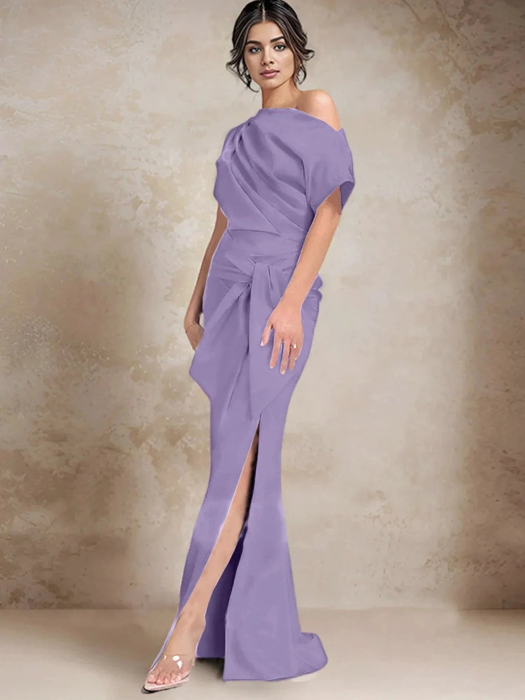 Trumpet/Mermaid One-Shoulder Mother of the Bride Dresses with Split Side by Dreamylily