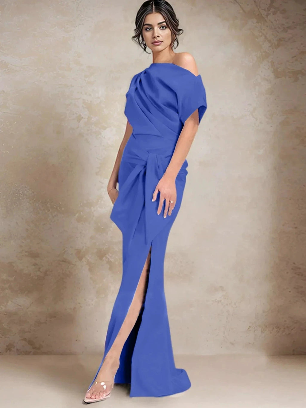 Trumpet/Mermaid One-Shoulder Mother of the Bride Dresses with Split Side by Dreamylily