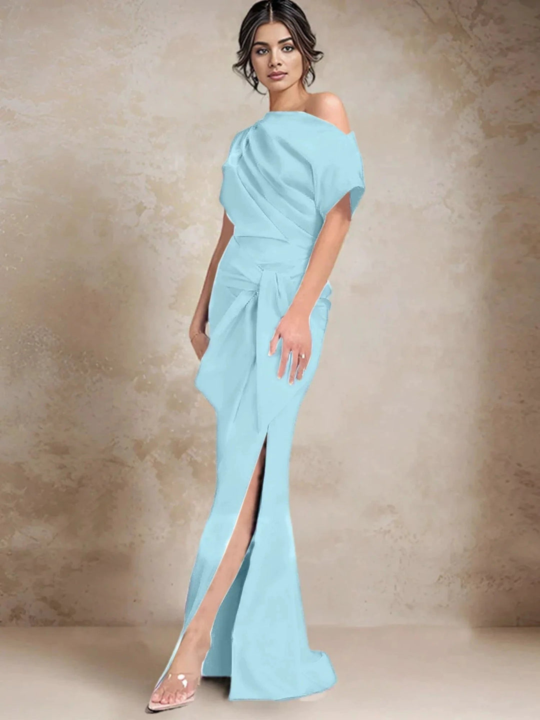 Trumpet/Mermaid One-Shoulder Mother of the Bride Dresses with Split Side by Dreamylily