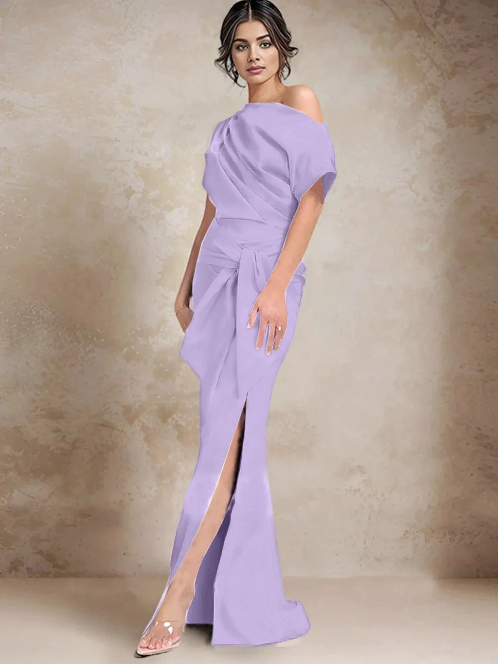 Trumpet/Mermaid One-Shoulder Mother of the Bride Dresses with Split Side by Dreamylily