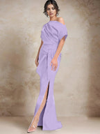 Trumpet/Mermaid One-Shoulder Mother of the Bride Dresses with Split Side by Dreamylily