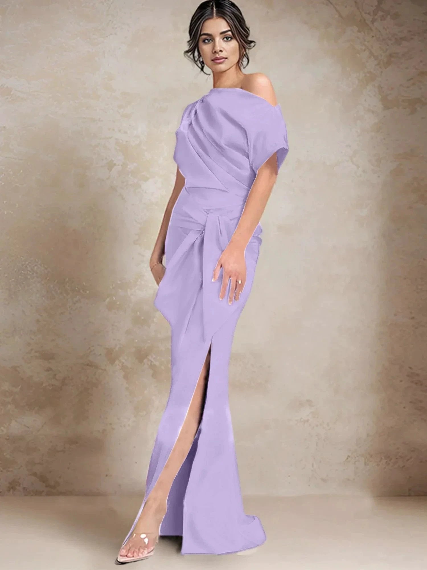 Trumpet/Mermaid One-Shoulder Mother of the Bride Dresses with Split Side by Dreamylily