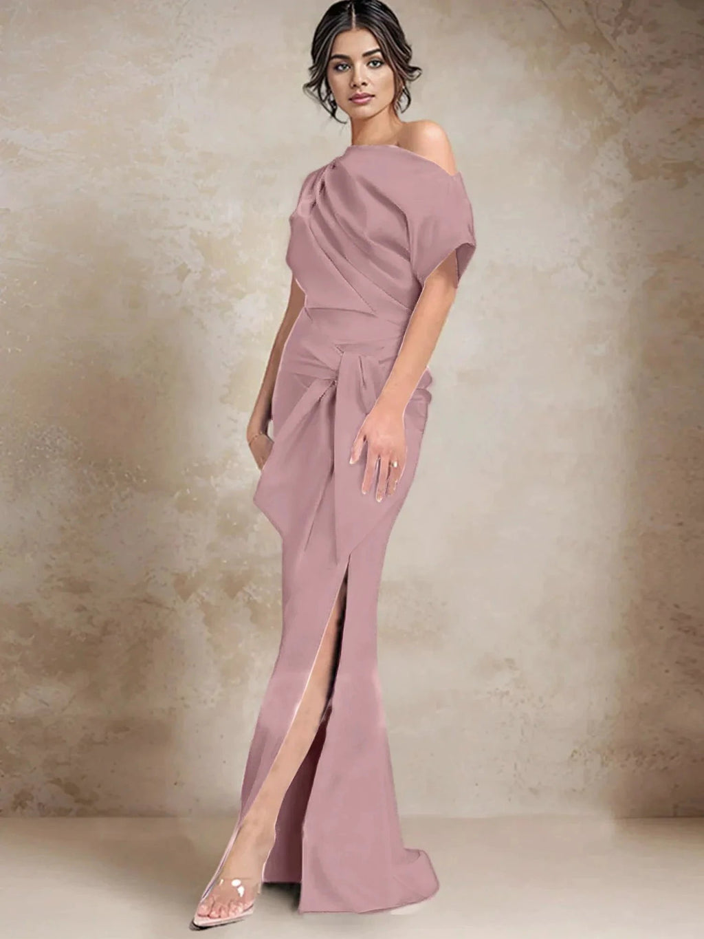 Trumpet/Mermaid One-Shoulder Mother of the Bride Dresses with Split Side by Dreamylily