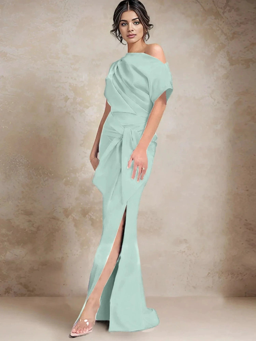Trumpet/Mermaid One-Shoulder Mother of the Bride Dresses with Split Side by Dreamylily