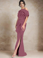 Trumpet/Mermaid One-Shoulder Mother of the Bride Dresses with Split Side by Dreamylily