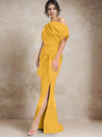 Trumpet/Mermaid One-Shoulder Mother of the Bride Dresses with Split Side by Dreamylily