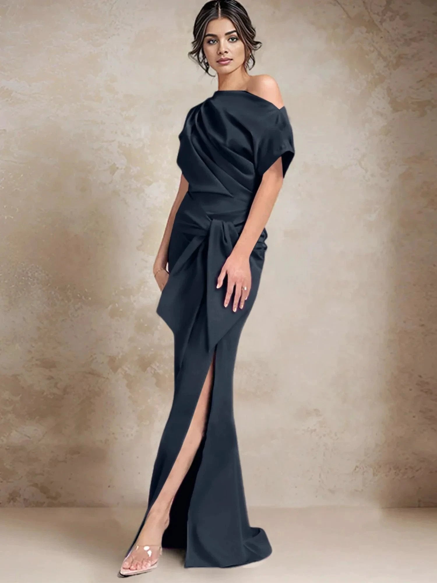 Trumpet/Mermaid One-Shoulder Mother of the Bride Dresses with Split Side by Dreamylily