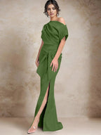 Trumpet/Mermaid One-Shoulder Mother of the Bride Dresses with Split Side by Dreamylily