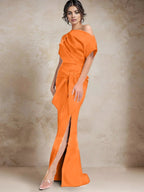 Trumpet/Mermaid One-Shoulder Mother of the Bride Dresses with Split Side by Dreamylily