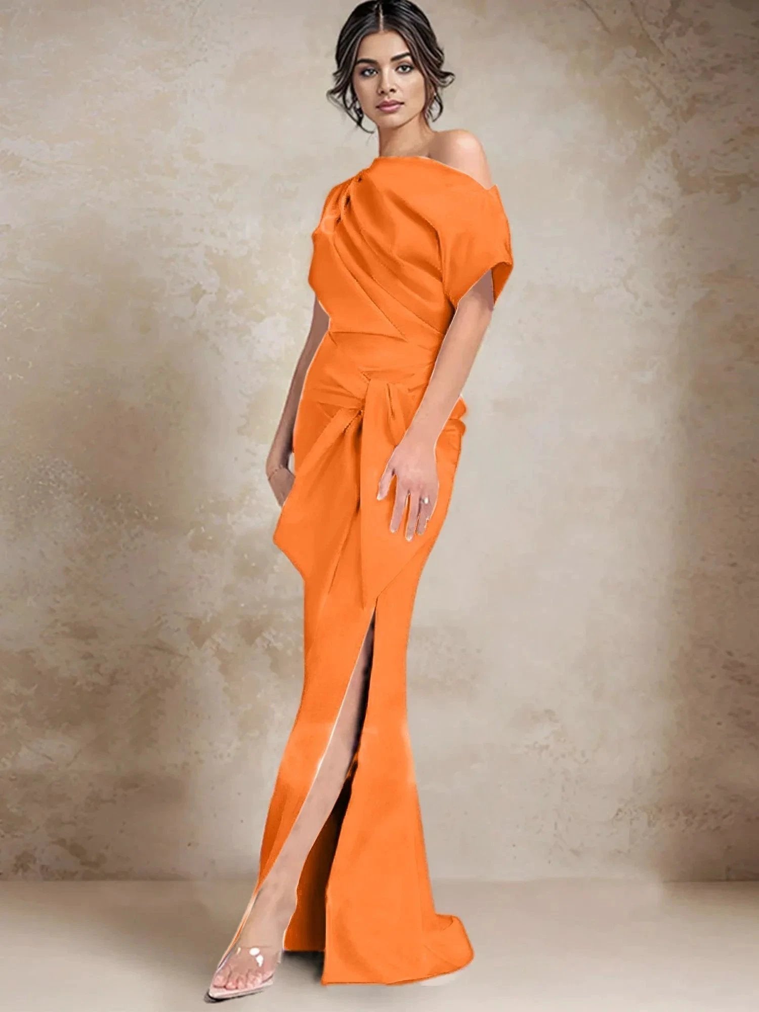 Trumpet/Mermaid One-Shoulder Mother of the Bride Dresses with Split Side by Dreamylily