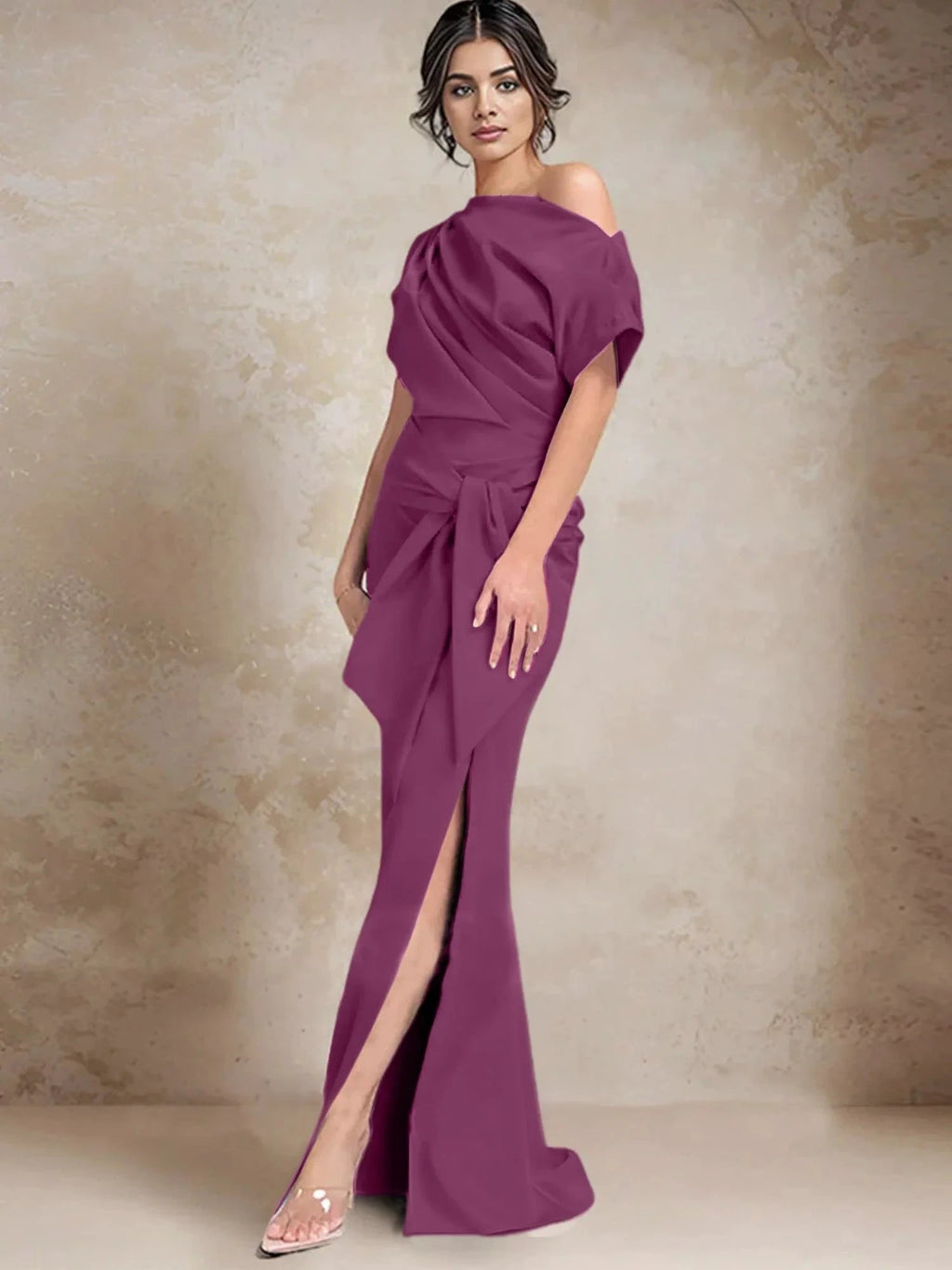 Trumpet/Mermaid One-Shoulder Mother of the Bride Dresses with Split Side by Dreamylily