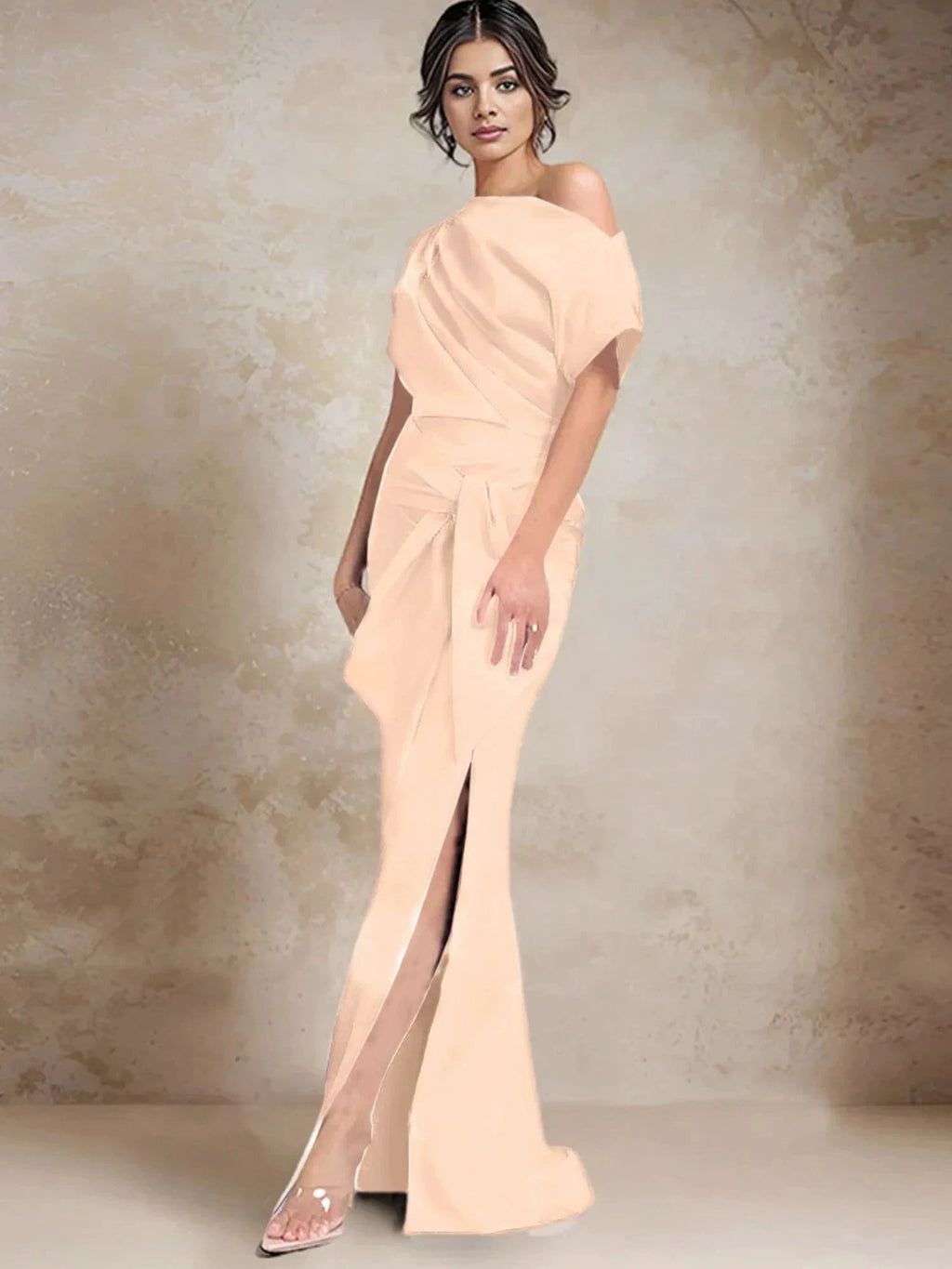 Trumpet/Mermaid One-Shoulder Mother of the Bride Dresses with Split Side by Dreamylily