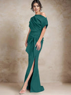 Trumpet/Mermaid One-Shoulder Mother of the Bride Dresses with Split Side by Dreamylily