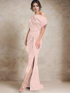 Trumpet/Mermaid One-Shoulder Mother of the Bride Dresses with Split Side by Dreamylily
