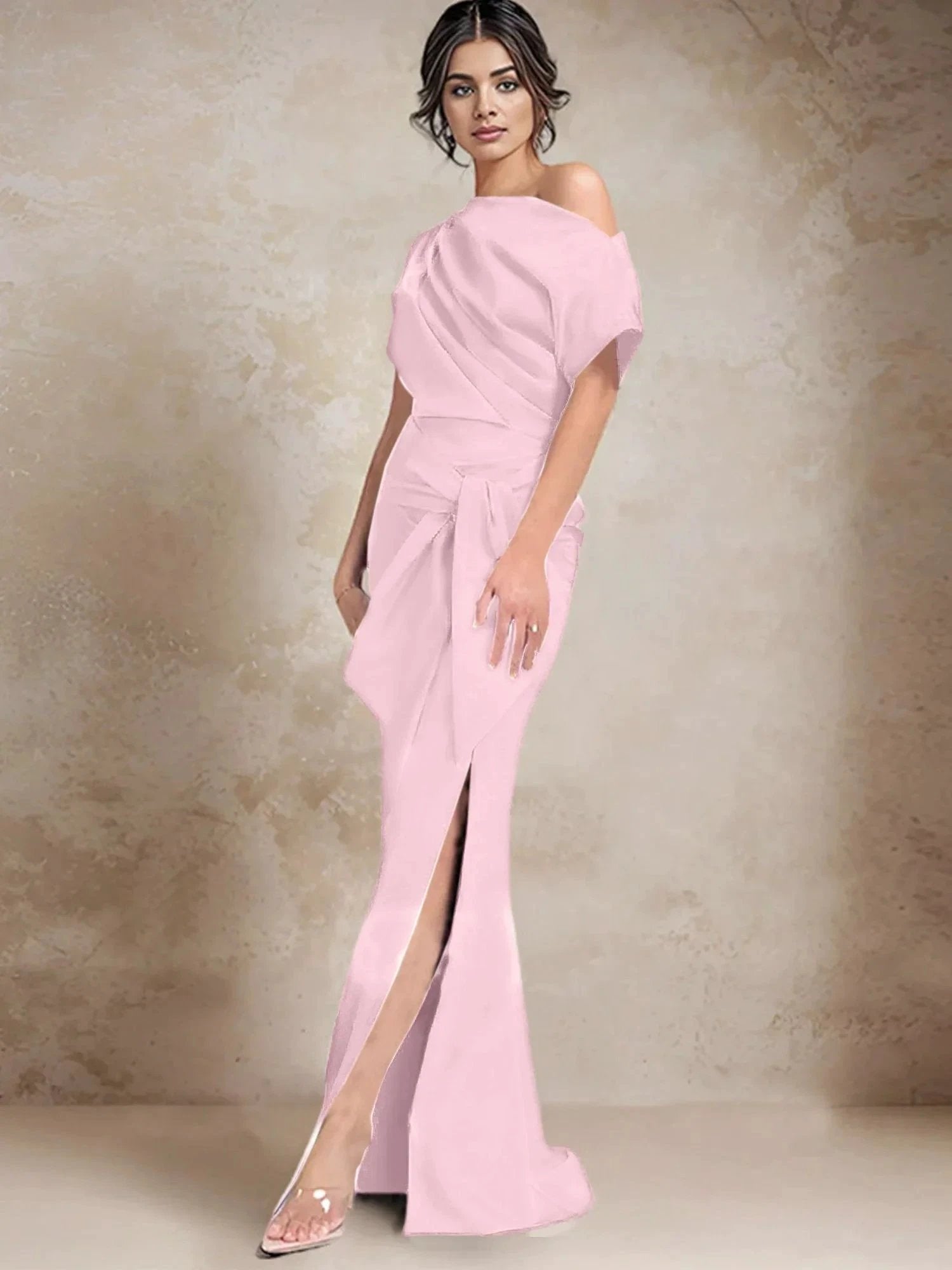 Trumpet/Mermaid One-Shoulder Mother of the Bride Dresses with Split Side by Dreamylily