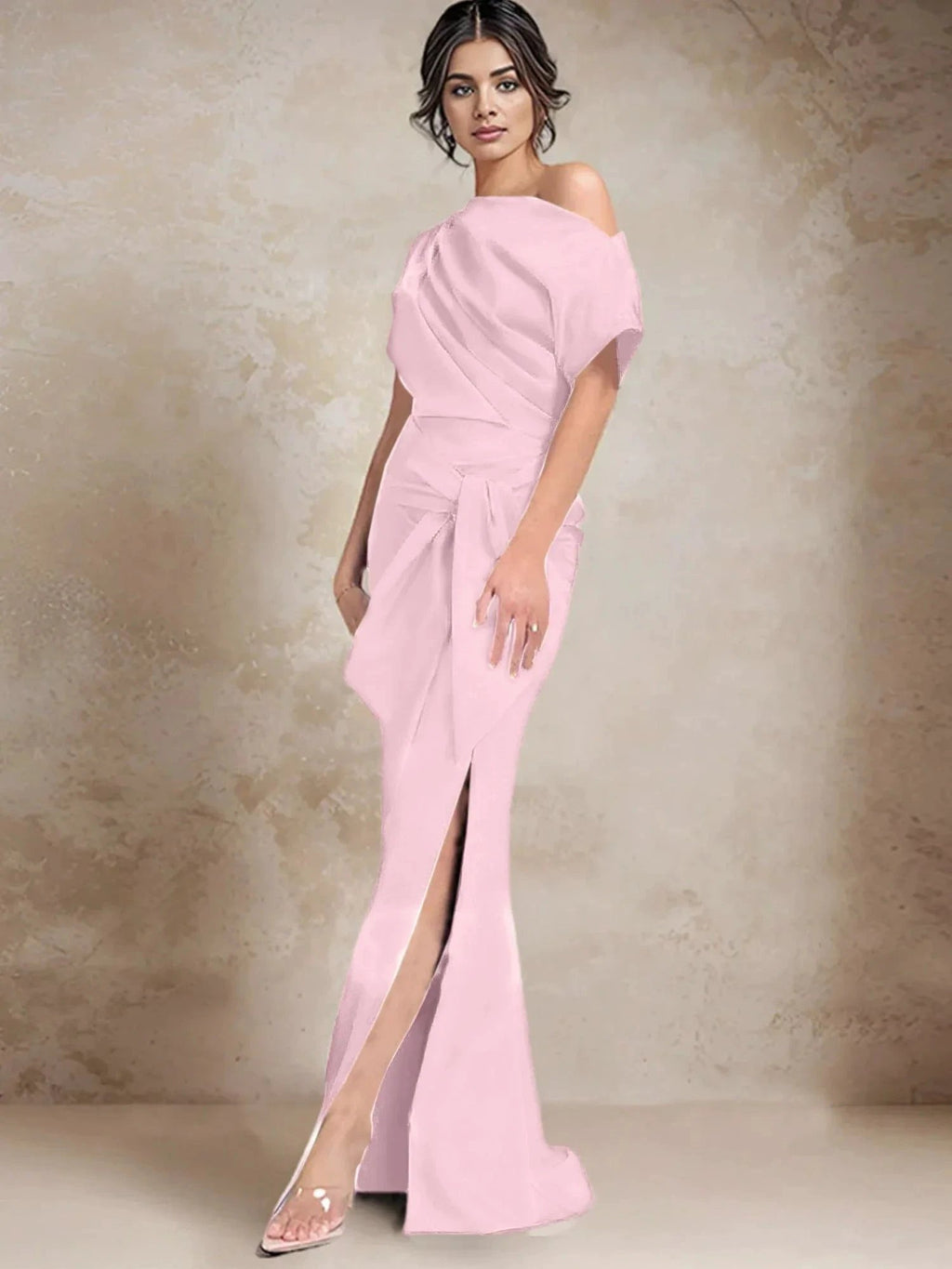 Trumpet/Mermaid One-Shoulder Mother of the Bride Dresses with Split Side by Dreamylily