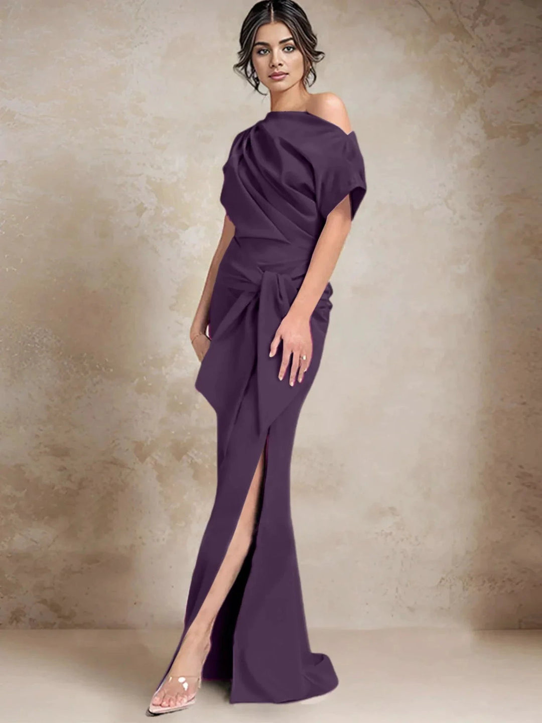 Trumpet/Mermaid One-Shoulder Mother of the Bride Dresses with Split Side by Dreamylily