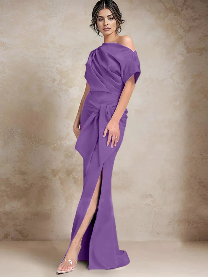 Trumpet/Mermaid One-Shoulder Mother of the Bride Dresses with Split Side by Dreamylily