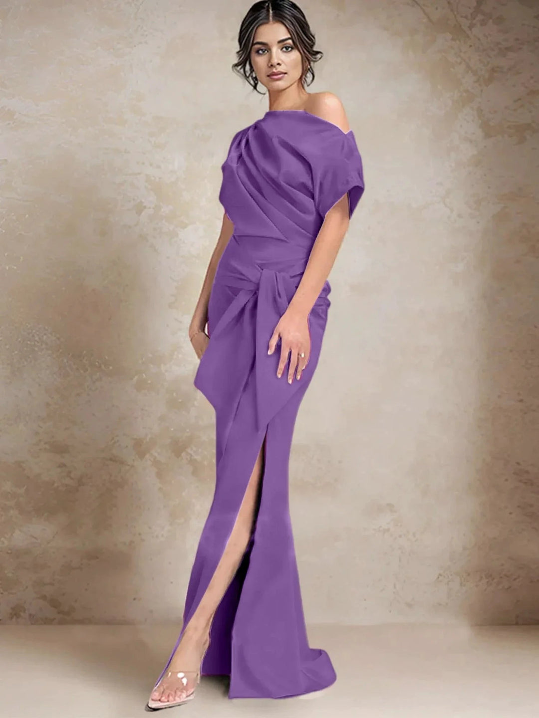 Trumpet/Mermaid One-Shoulder Mother of the Bride Dresses with Split Side by Dreamylily