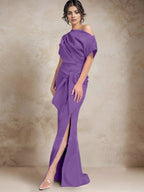 Trumpet/Mermaid One-Shoulder Mother of the Bride Dresses with Split Side by Dreamylily