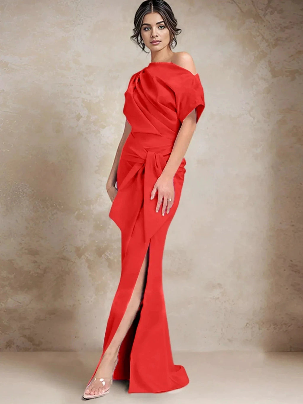 Trumpet/Mermaid One-Shoulder Mother of the Bride Dresses with Split Side by Dreamylily