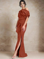 Trumpet/Mermaid One-Shoulder Mother of the Bride Dresses with Split Side by Dreamylily