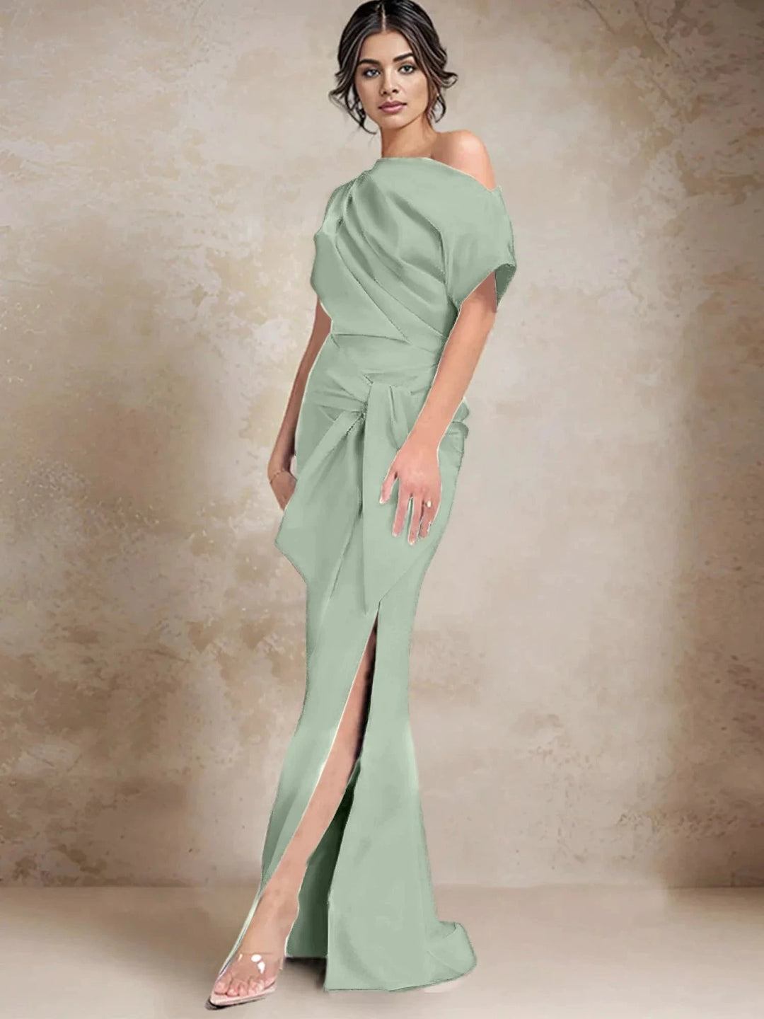 Trumpet/Mermaid One-Shoulder Mother of the Bride Dresses with Split Side by Dreamylily