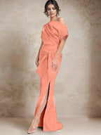Trumpet/Mermaid One-Shoulder Mother of the Bride Dresses with Split Side by Dreamylily